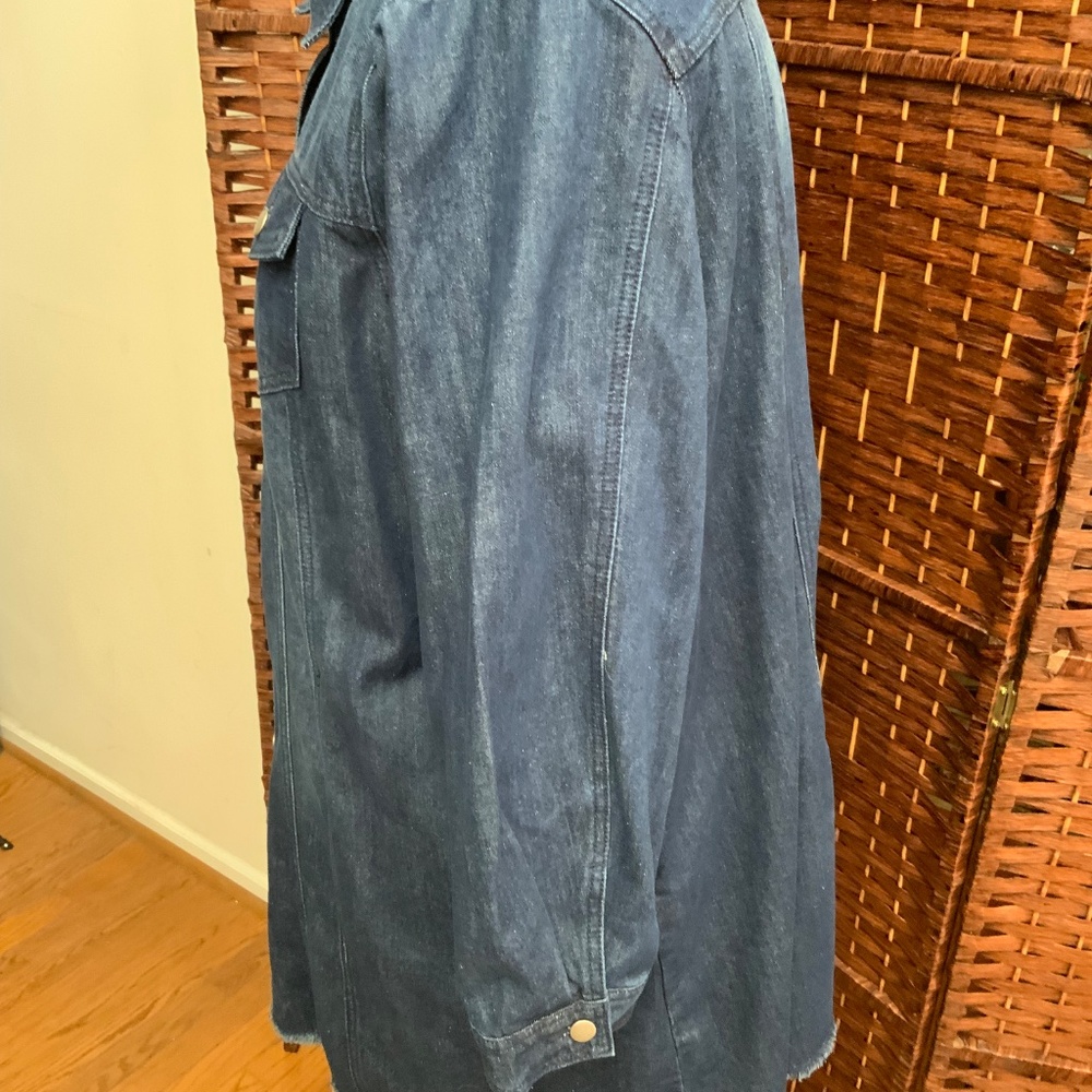 Agnes Orinda Denim Jacket Jean Shacket Size 4X Dark Blue RET $87.99 - Picture 11 of 16